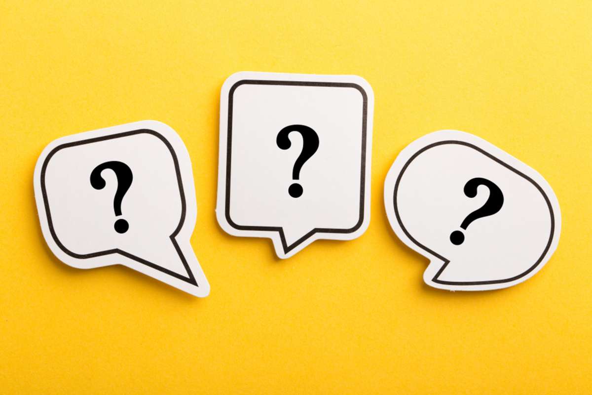 Question mark speech bubble isolated on yellow background